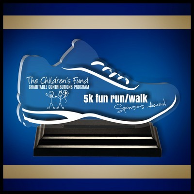 10" Shoe Clear Acrylic Award on Black Base