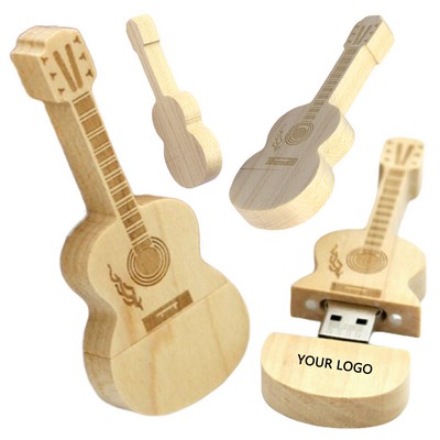 Wooden Guitar Shape Memory Stick Thumb USB Flash Drive 16G