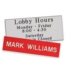 Engraved Sign with Extended Wall Sign Holder - Horizontal, 10" x 3"