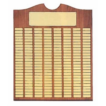 Airflyte® Roster Series American Walnut Plaque w/72 Brushed Brass Plates & Top Notch