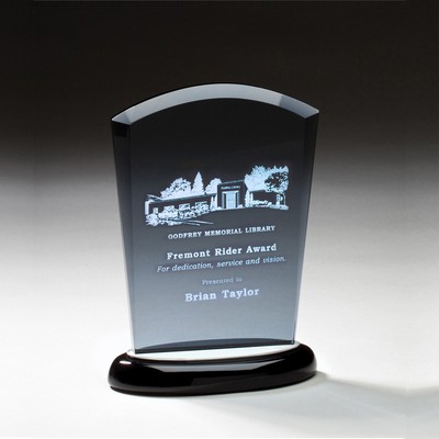 7 ¼" Smoked Glass Award on Black Base w/Aluminum Accents