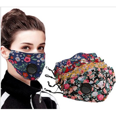 4 Ply Full Color Printed Reusable Face Mask w/Valve & 2 Replaceable Filters