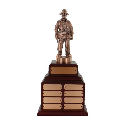 14½" Bronze Perpetual Fire Fighter Trophy w/8 Name Plates