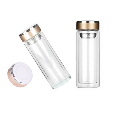 Double Wall Glass Water Bottle with Filter