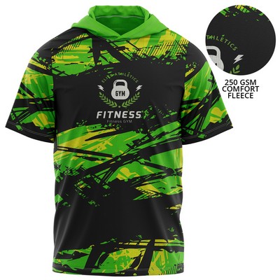 Unisex 250 GSM Comfort Fleece Sublimated Short Sleeve Pullover Hoodies