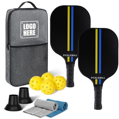 Full Carbon Fiber Pickle ball Paddle Set in a Pouch