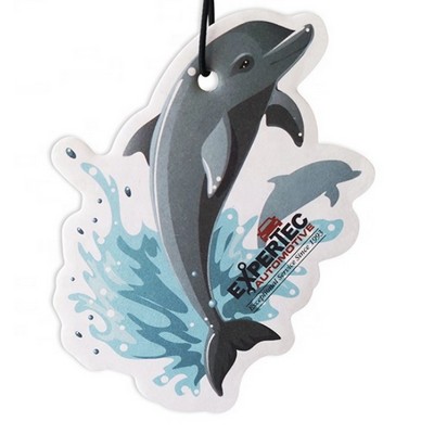 3.75" Die Cut Shape Custom Full Color Printed Air Freshener w/New Car Scent