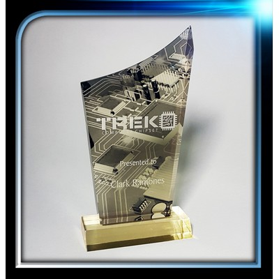 Gold executive award (4 1/2" x 8" x 3/4") with base