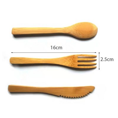 3 Pieces Bamboo Travel Utensils Flatware Set