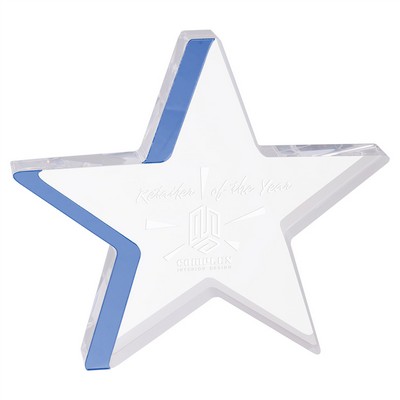 7 3/4" x 7" Star Acrylic with Blue Edge