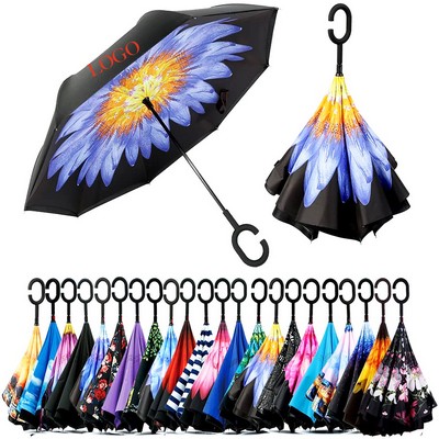 Double Layer Inverted Umbrella with C-Shaped Handle