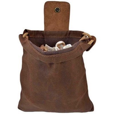 Leather Canvas Pouch Outdoor Foraging Picking Bag