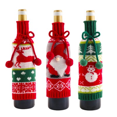 Christmas Ornament Knitted Wine Bottle Cover