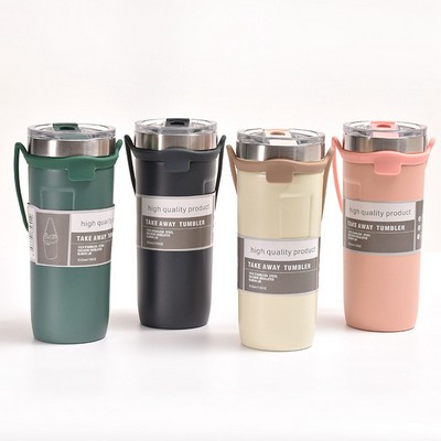 24 Oz. Vacuum Insulated Coffee Tumbler w/Silicone Strap