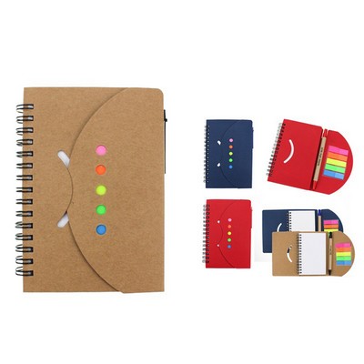 Kraft Paper Cover Notebook with Pen Sticker