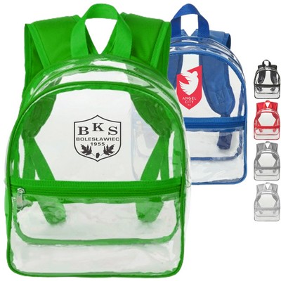 Stadium Approved Heavy Duty Cold-Resistant Clear Bag Transparent PVC Backpack (11.5"x9.5")