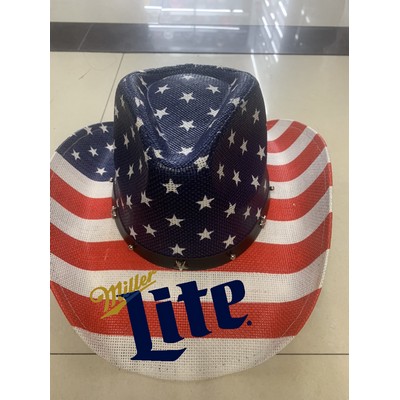 Customized Panama American Flag Cowboy Straw Hat