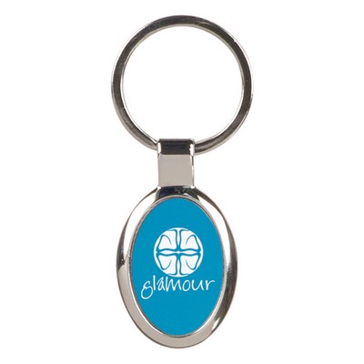 1 1/8" x 1 5/8" Blue Oval Keychain