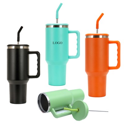 Stainless Steel Tumbler Mug with Straw - 40 Oz.