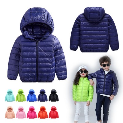 Kids Hooded Lightweight Down Puffer Jacket