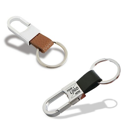 Stainless Steel and Faux Leather Car Keychain