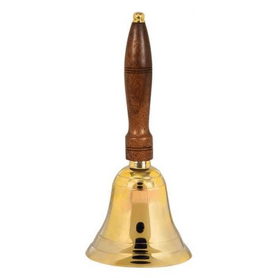 10.5" Brass School Bell with Wooden Handle