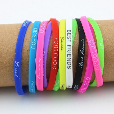 Custom 1/4'' x 8'' Embossed Printed Silicone Wristband