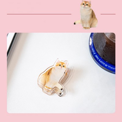 Cute Cat Shaped Acrylic Album Memo Clip Bag Binder Sealing Clip Food Bag Clamp-Two Sides Imprint