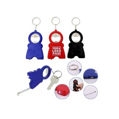 4 in 1 Bottle Opener Measuring Tape Keychain