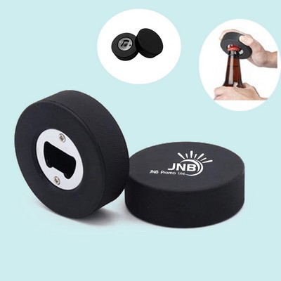 Rubber Ice Hockey Puck Bottle Opener