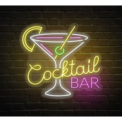 Sip & Shine Cocktail Bar Glass Neon Sign