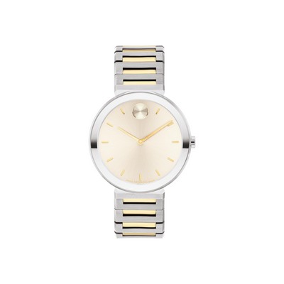 Movado Bold Horizon Ladies' Two Tone Stainless Steel Watch w/Taupe Beige Dial