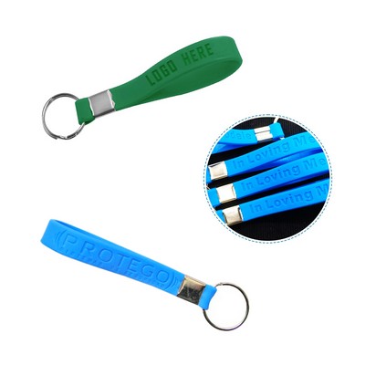 Debossed Silicone Wristband Keychain