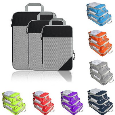 Compression Packing Cubes, 3pcs Expandable Storage Travel Luggage Bags Organizers