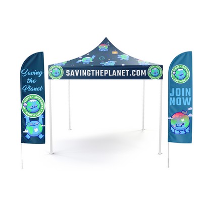 10x10 Tent with (2) 8ft Flags Single Sided