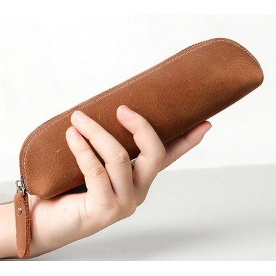 The Paavo Leather Pen Case & Makeup Pouch (8.25"x2"x2")