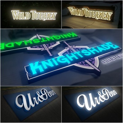 Custom 3D Shop Name Board Stainless Steel Acrylic LED Sign