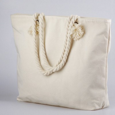 Customized 10oz Poly/Cotton Rope Canvas Beach Bag