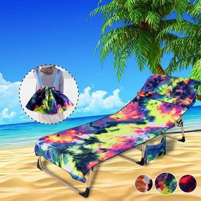 Beach Chair Cover w/Side Pockets Microfiber Chaise Lounge Chair Towel Cover Towel Backpack