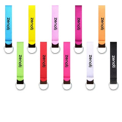 Neoprene Wristlet Lanyard with Key Ring and Keychain Strap