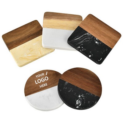 Marble Wooden Placemat Round Shape Coaster