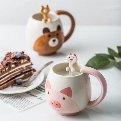 Pig Handle Spoon 13oz Ceramic Mug