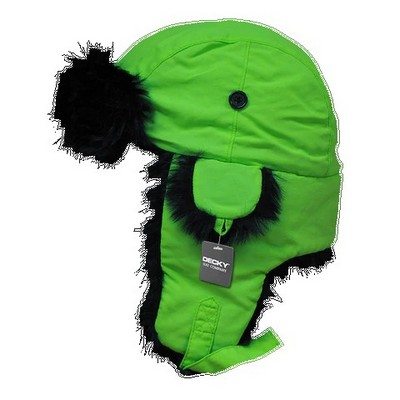 Decky Neon Aviator Trapper Boomer Hat w/Black Faux Fur