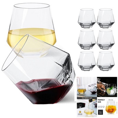 10oz Diamond Shaped Stemless Wine Glass