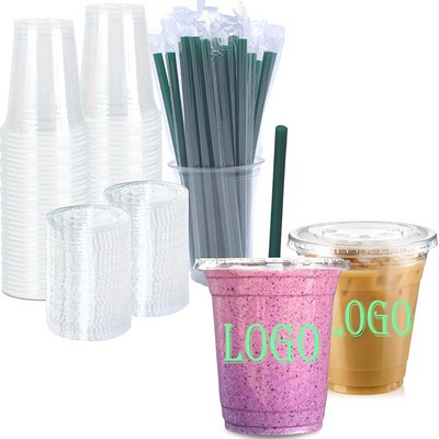 12 Oz Clear Plastic Cups With Lids And Straws