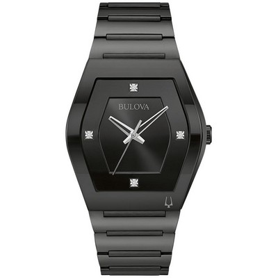 Bulova Watches Men's Modern Gemini Black Stainless Steel Bracelet Watch Black Dial