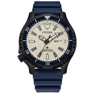 Citizen Watch Men's Promaster Dive Automatics Fugu Polyurethane Strap Watch, White Dial