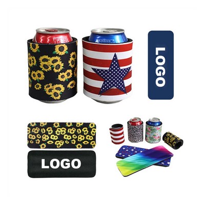 Custom Neoprene Slap Wrap Collapsible Beer Soda Can Cooler Sleeves 9"x3 1/2"