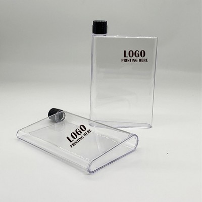 A5 Notebook Shaped 11.8oz Transparent Clear Flat Water Bottle