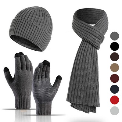 Winter Beanie Scarf Gloves Set